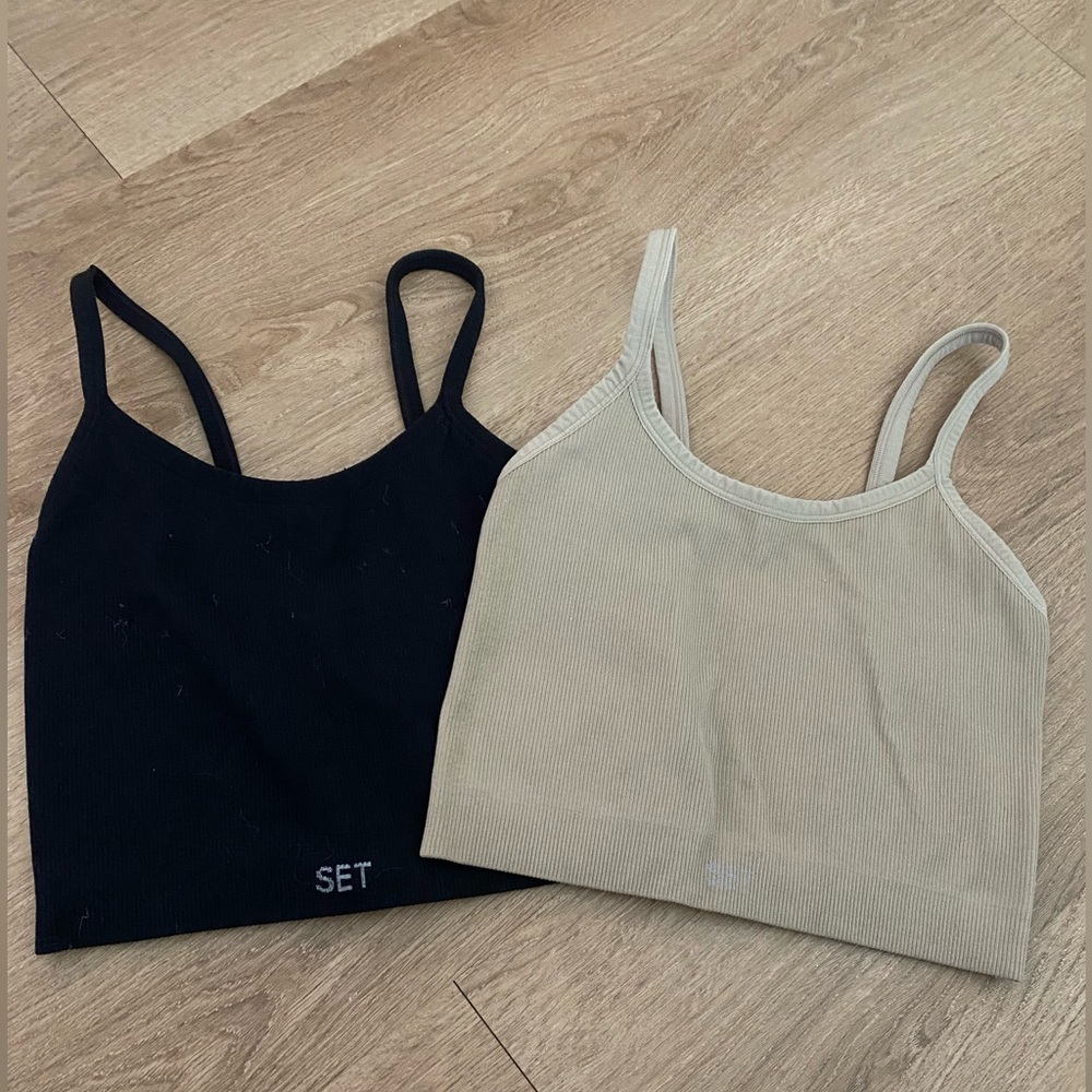 Set Active Sculptflex Cami Tank Bra - Size Small in Black and Khaki